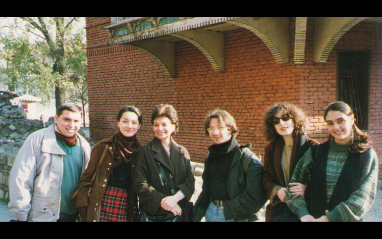Mrs Gabunia (third from left) with her husband's students
